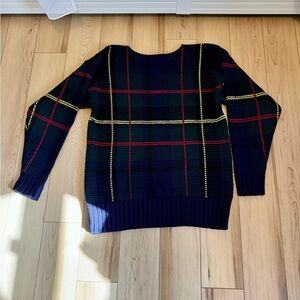 Heritage Plaid Tartan Green/Navy 100% Wool Sweater